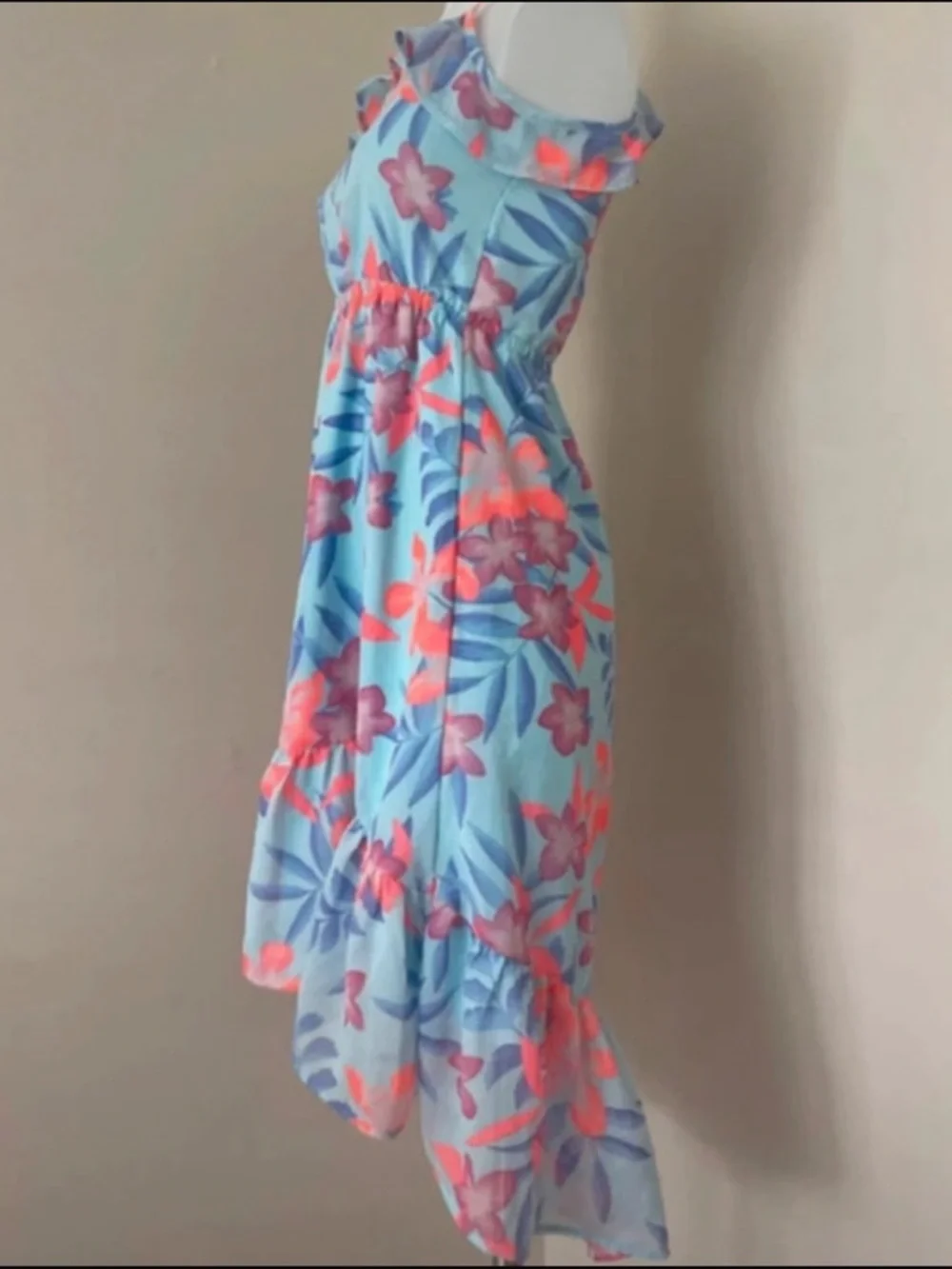 The Children's Place Girl's Cold Shoulder Summer Floral Dress, Large 10/12 - Picture 3 of 16